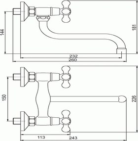 Novaservis Retro II Drezová umývadlová batéria 150 mm, chróm, 99170/T,0