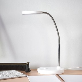 Biela LED lampa na písací stôl Milow
