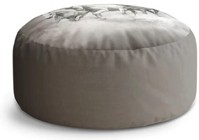 Taburet Circle bieli kone, sivá