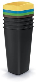 Set košov na triedený odpad, hranaté, 4 x 25 l, farebná