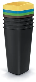 Set košov na triedený odpad, hranaté, 4 x 25 l, farebná