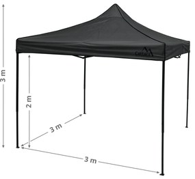 Cattara 13342 Párty stan nožnicový Waterproof, sivá, 3 x 3 m