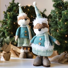 Vianočná dekorácia škriatok, 55 cm, tyrkysová