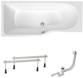 Asymetrická vaňa Laguna Beáta Plus 160x80 cm akrylát ľavá SIKOBE1600LAN, 1 ks