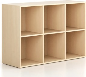 Regál FRAME, nízky, 3 stĺpce, 881 x 1299 x 450 mm, breza