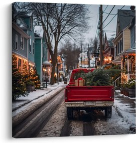 Obraz zasnežená ulica s vianočnými svetlami