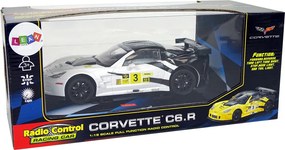 LEAN Toys Športové pretekárske auto R/C v mierke 1:18 Corvette C6.R, biele, 2,4 G, svetlá