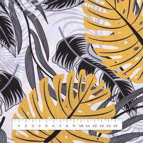 Biante Bavlnený štvorcový obrus Sandra SA-177 Okrové a sivé tropické listy 60x60 cm