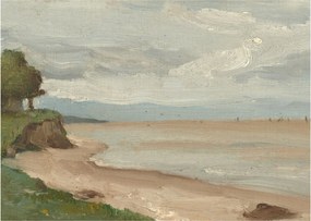 Sklenený obraz - Jean-Baptiste-Camille Corot, Beach Near Etretat, reprodukcia (70x50 cm)
