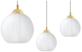 Závesné svietidlo Costa, 1x biele sklenené tienidlo, g