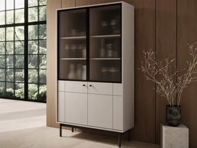 Vysoká vitrína Japandi, 104 cm, béžová kašmír%