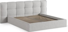 Sivá čalúnená dvojlôžková posteľ s úložným priestorom s roštom 180x200 cm Eric – Micadoni