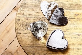Podtácek Love z hovädzej kože Black - 14 * 14 * 0,3 cm