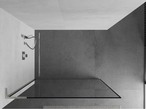 Mexen Kioto L, sprchová zástena Walk-In 70 x 200 cm, 8mm číre sklo čierny vzor, brúsená oceľ profil, 800-070-103-97-70