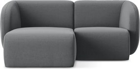 Sivá zamatová rohová pohovka (ľavý roh/s leňoškou) Lani – Makamii