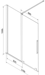 Mexen Velar, 2-krídlová posuvná vaňová zástena 170 x 150 cm, 8mm číre sklo, zlatý lesklý profil, 896-170-000-01-50