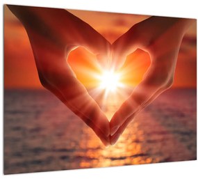 Sklenený obraz - Slnko v srdci (70x50 cm)