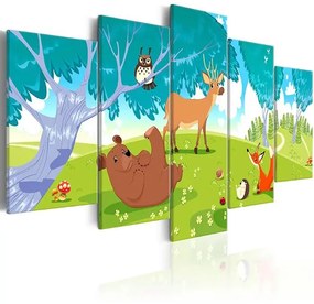 Obraz - Friendly Animals (5 Parts) Veľkosť: 200x100, Verzia: Premium Print