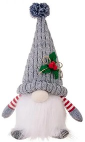 Svietiaci vianočný trpaslík na batérie FROSTIE 28 cm, sivý