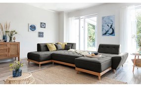 Tmavosivá rozkladacia pohovka do "U" Miuform Dazzling Daisy, ľavý roh