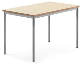 Stôl SONITUS, 1200x800x760 mm, linoleum - béžová, strieborná