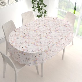 Biante Teflónový oválny obrus TF-090 Plané ruže na bielom 120x160 cm