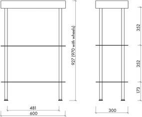 Čierny kovový pojazdný regál 60x97x30 cm Nolle – noo.ma