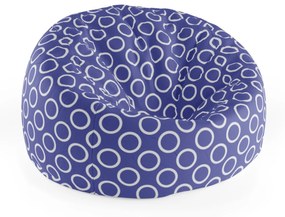 Sablio Sedací vak Cocoon Biele kruhy na modrej - 115 x 75 cm x 45 cm