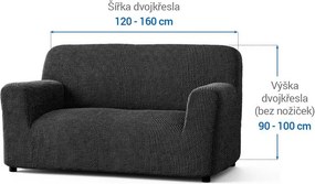 Bielastické poťahy COSTINA antracit dvojkreslo (š. 120 - 160 cm)