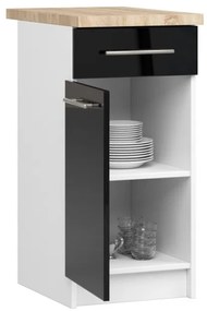 Spodná kuchynská skrinka s doskou OLIWIA S40 SZ1 biela / čierna, lesk