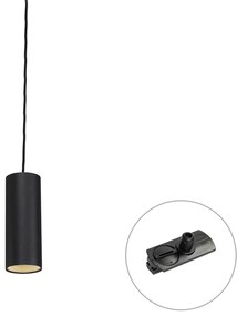 Dizajnové závesné svietidlo čierne vrátane adaptéra na koľajnicu 1-fázové - Iconic Tubo