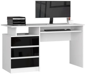 Kancelársky stôl CLP 135 cm biely / čierny lesk