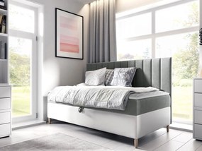 Kontinentálna posteľ Junior Kamire 2, Rozmer postele: 100x200, Dostupné poťahy: ekokoža Soft 017 (biela) + Fresh 14