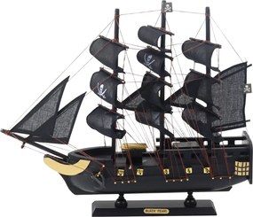 LEAN Toys Zberateľský model dekoratívnej plachetnice Black Pearl 40x35cm