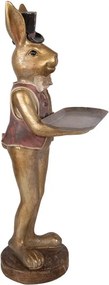 Zlatá antik dekorácia králik s podnosom - 19*15*52 cm