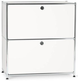 Nízka kovová odkladacia skrinka »CN3« s výklopnými priehradkami, biela