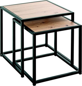 Sada stolíkov Lucca, čierne/dub artisan