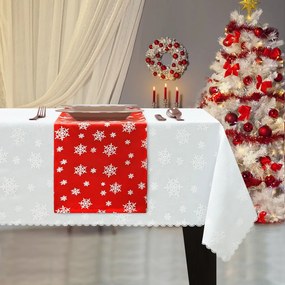 Dekorstudio Červený Vianočný behúň na stôl s vločkami Rozmer behúňa (šírka x dĺžka): 40x140cm