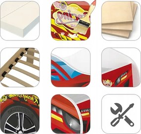 Detská posteľ auto THOMAS 140x70 cm - červená (1)