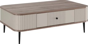 Kávový stolík so zásuvkou Vesper 103x60 cm - kašmír / orech / čierne nohy