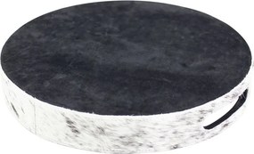 Sada 3ks servírovacie podnosy s hovädzou kožou biela / čierna-Ø 46 * 5cm / Ø 40 * 5cm / Ø33 * 5cm