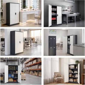 Kovová kancelárska skriňa na dokumenty antracitovo-biela KEVIN 900 x 1400 x 400 mm