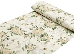 Biante Detské bavlnené posteľné obliečky do postieľky Sandra SA-473 Pivonky s motýlikmi na vanilkovom Do postieľky 90x120 a 40x60 cm