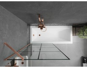 Mexen Next, 1-krídlová vaňová zástena 90 x 150 cm, 6mm číre sklo - čierny vzor, medená matná, 895-090-000-00-70-77