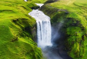 Umelecká fotografie Aerial view on the Skogafoss waterfall, Biletskiy_Evgeniy, (40 x 26.7 cm)