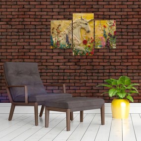 Obraz - Jednorožec s kvetinami (90x60 cm)