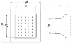 Mexen - podmietková sprchová tryska, štvorcová, 130x120 mm, biela, 79365-20