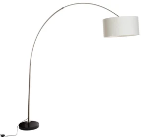 Oceľová oblúková lampa s bielym látkovým tienidlom 50 cm - XXL