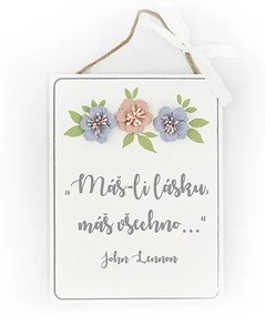 Nekupto Dřevěná cedulka s květinou Máš-li lásku