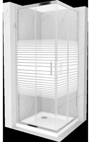 Mexen Rio štvorcová sprchová kabína 80 x 80 cm, pruhy, chrómová + závesný bidet Flat, biela- 860-080-080-01-20-4010